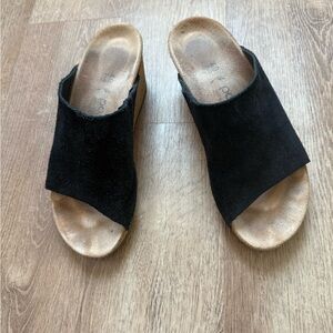 Papillio by Birkenstock Black Mules with Plush Wide Straps